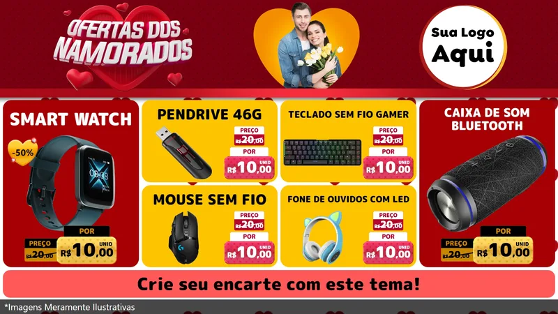 Modelo de TV para TV Horizontal com o tema Ofertas Dos Namorados para Informática