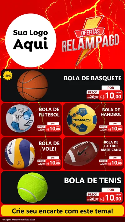 Modelo de TV para TV Vertical com o tema Ofertas Relâmpago para Artigos Esportivos