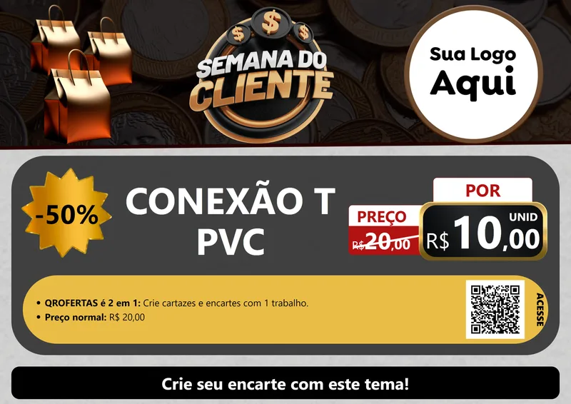 Modelo de Cartaz para Cartaz A4 Horizontal com o tema Semana do Cliente para Tubos e conexões