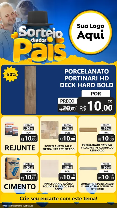 Modelo de Rede Social para Stories com o tema Sorteio Dia Dos Pais para Pisos e revestimentos