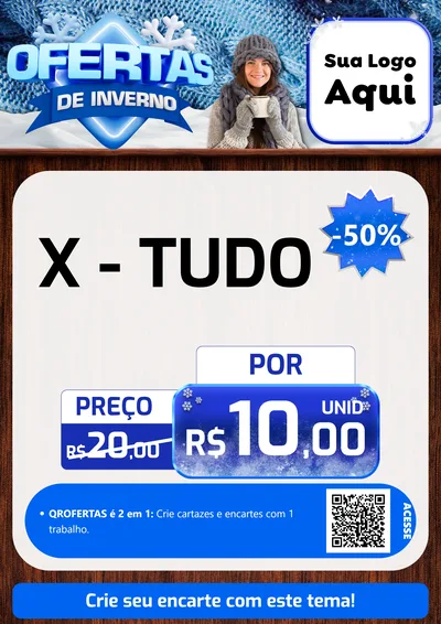 Modelo de Cartaz para Cartaz A4 Vertical com o tema Ofertas de Inverno para Hamburgueria