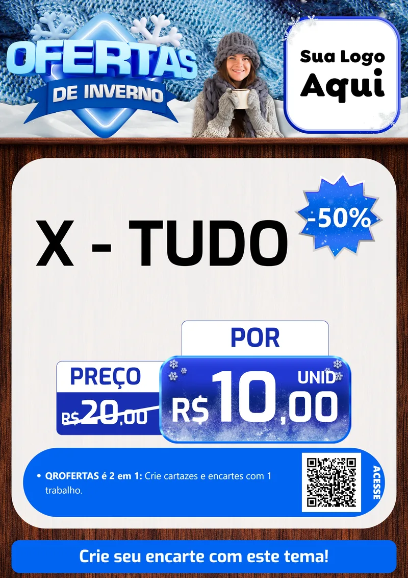 Modelo de Cartaz para Cartaz A4 Vertical com o tema Ofertas de Inverno para Hamburgueria