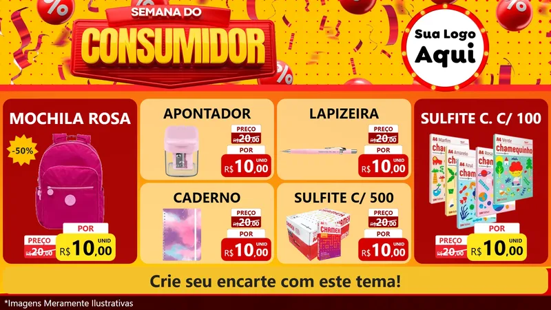 Modelo de TV para TV Horizontal com o tema Semana do Consumidor para Papelaria
