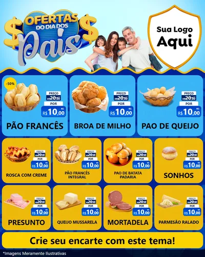 Modelo de Rede Social para Feed Instagram com o tema Ofertas do Dia dos Pais para Padaria