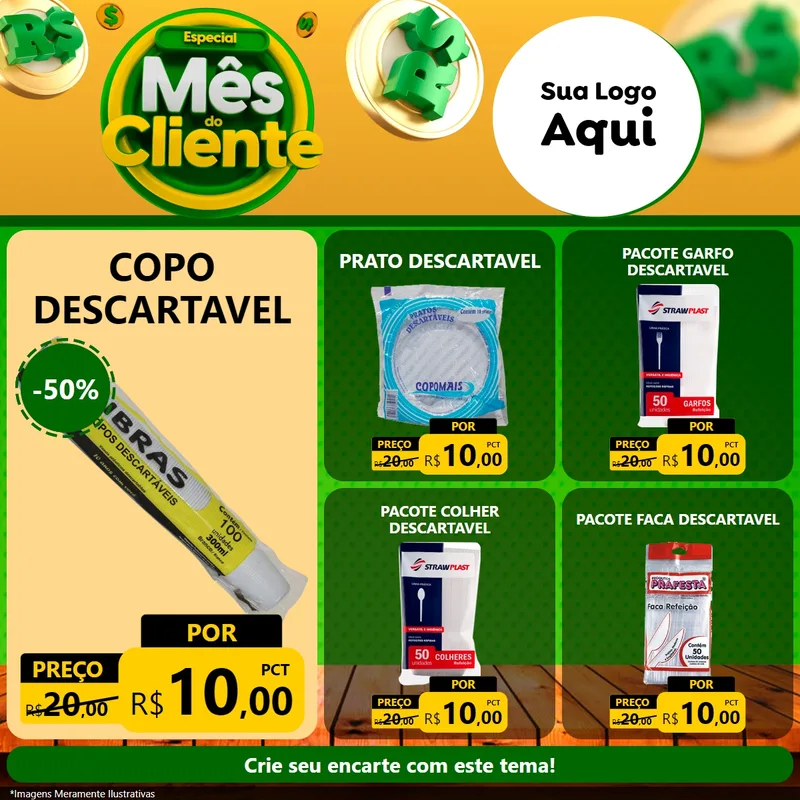 Modelo de Rede Social para Feed Facebook com o tema Especial Mês do Cliente para Embalagens