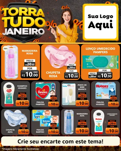 Modelo de Rede Social para Feed Instagram com o tema Torra Tudo Janeiro para Bebês