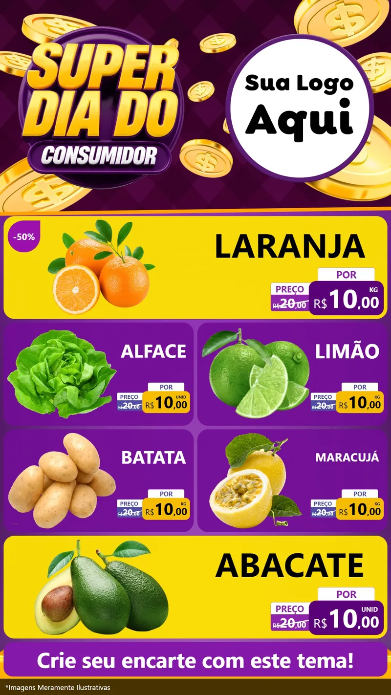 Modelo de TV para TV Vertical com o tema Super Dia do Consumidor para Hortifrúti