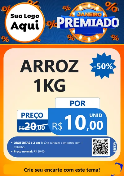 Modelo de Cartaz para Cartaz A4 Vertical com o tema Janeiro Premiado para Supermercado