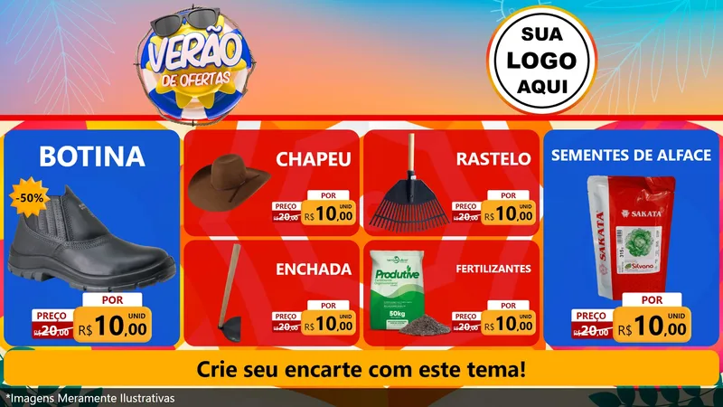Modelo de TV para TV Horizontal com o tema Verão de Ofertas para Agropecuária