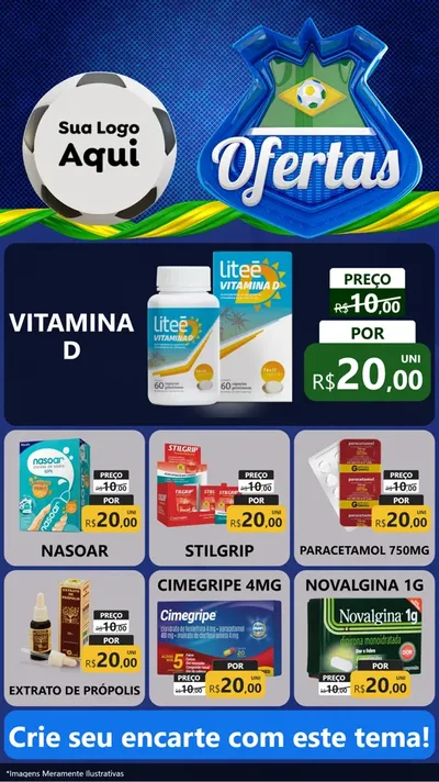 Modelo de Rede Social para Stories com o tema Ofertas (Futebol) para Farmácia