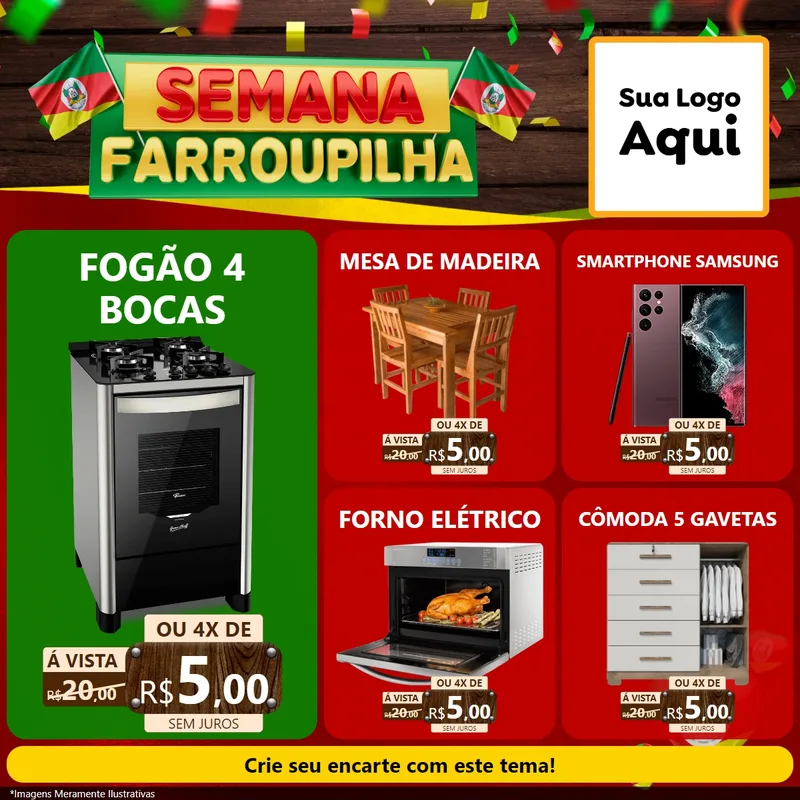 Modelo de Rede Social para Feed Facebook com o tema Semana Farroupilha para Móveis e Eletro