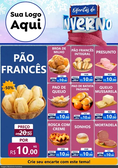 Modelo de Encarte para Encarte A4 Vertical com o tema Ofertas de Inverno para Padaria
