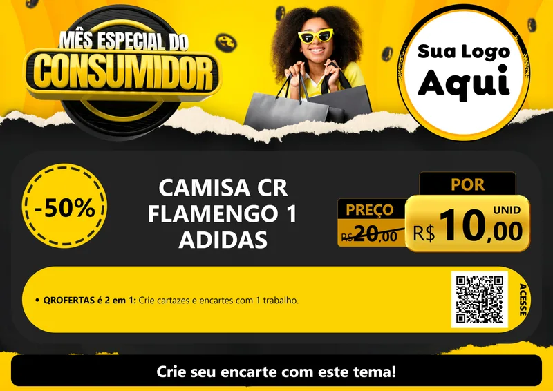 Modelo de Cartaz para Cartaz A4 Horizontal com o tema Mês Especial do Consumidor para Roupas e acessórios