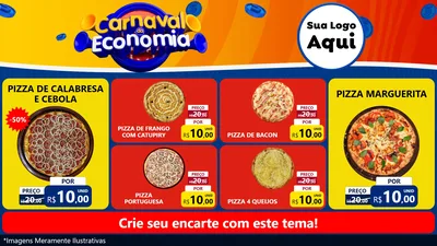 Modelo de TV para TV Horizontal com o tema Carnaval da Economia para Pizzaria