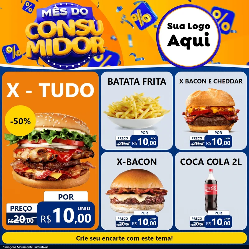 Modelo de Rede Social para Feed Facebook com o tema Mês do Consumidor para Hamburgueria