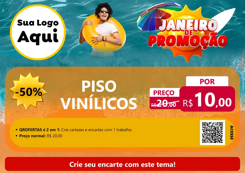 Modelo de Cartaz para Cartaz A4 Horizontal com o tema Janeiro de Promoção para Material para Construção