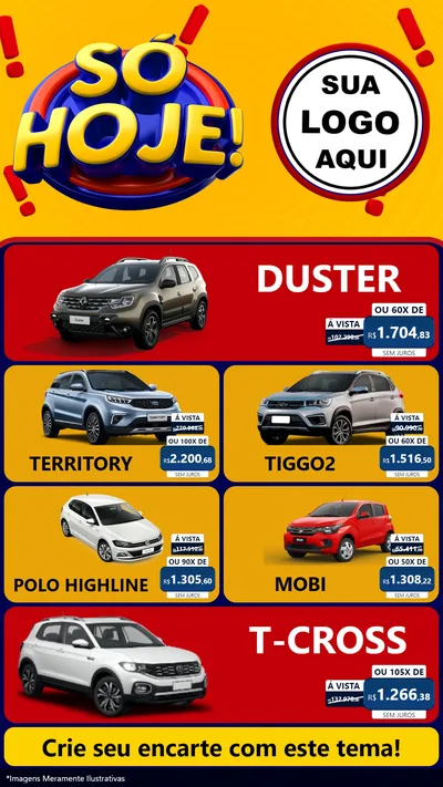 Modelo de TV para TV Vertical com o tema Só Hoje! para Concessionaria de Carros