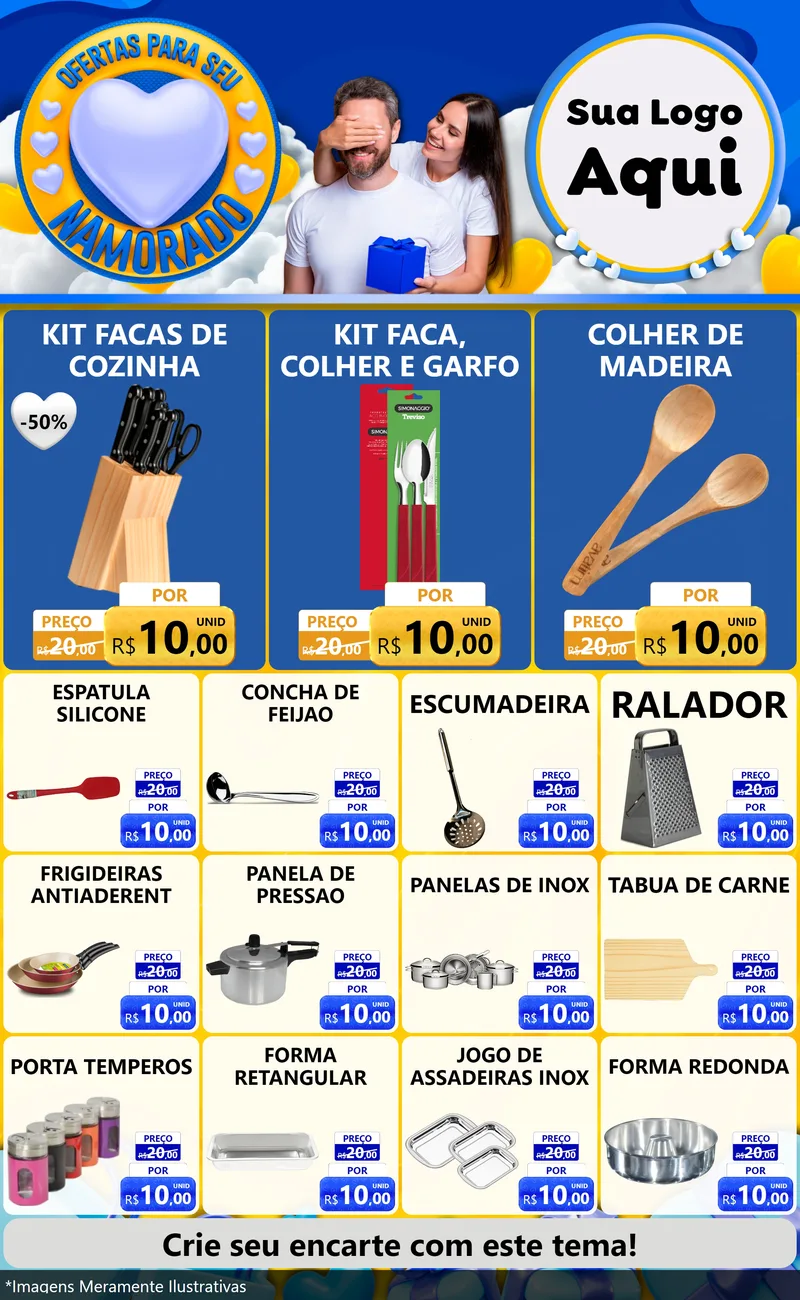 Modelo de Encarte para Encarte Grande com o tema Ofertas Para Seu Namorado para Utilidades Domésticas