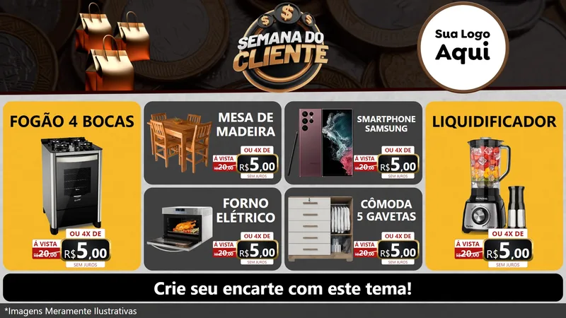 Modelo de TV para TV Horizontal com o tema Semana do Cliente para Móveis e Eletro