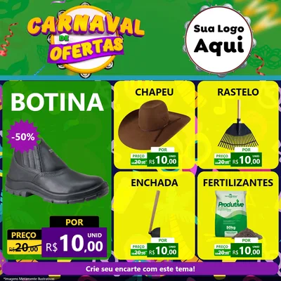 Modelo de Rede Social para Feed Facebook com o tema Carnaval de Ofertas para Agropecuária