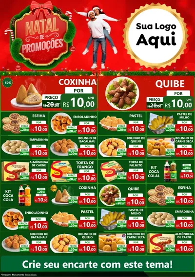 Modelo de Encarte para Encarte A4 Vertical com o tema Natal de Promoções para Salgadaria