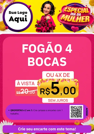 Modelo de Cartaz para Cartaz A4 Vertical com o tema Especial Dia da Mulher para Móveis e Eletro