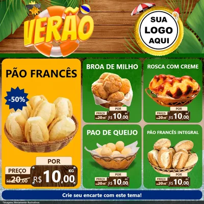 Modelo de Rede Social para Feed Facebook com o tema Verão para Padaria
