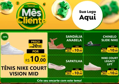Modelo de Encarte para Encarte A4 Horizontal com o tema Especial Mês do Cliente para Calçados
