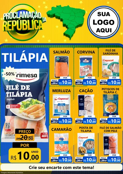 Modelo de Encarte para Encarte A4 Vertical com o tema Proclamação da República para Peixaria