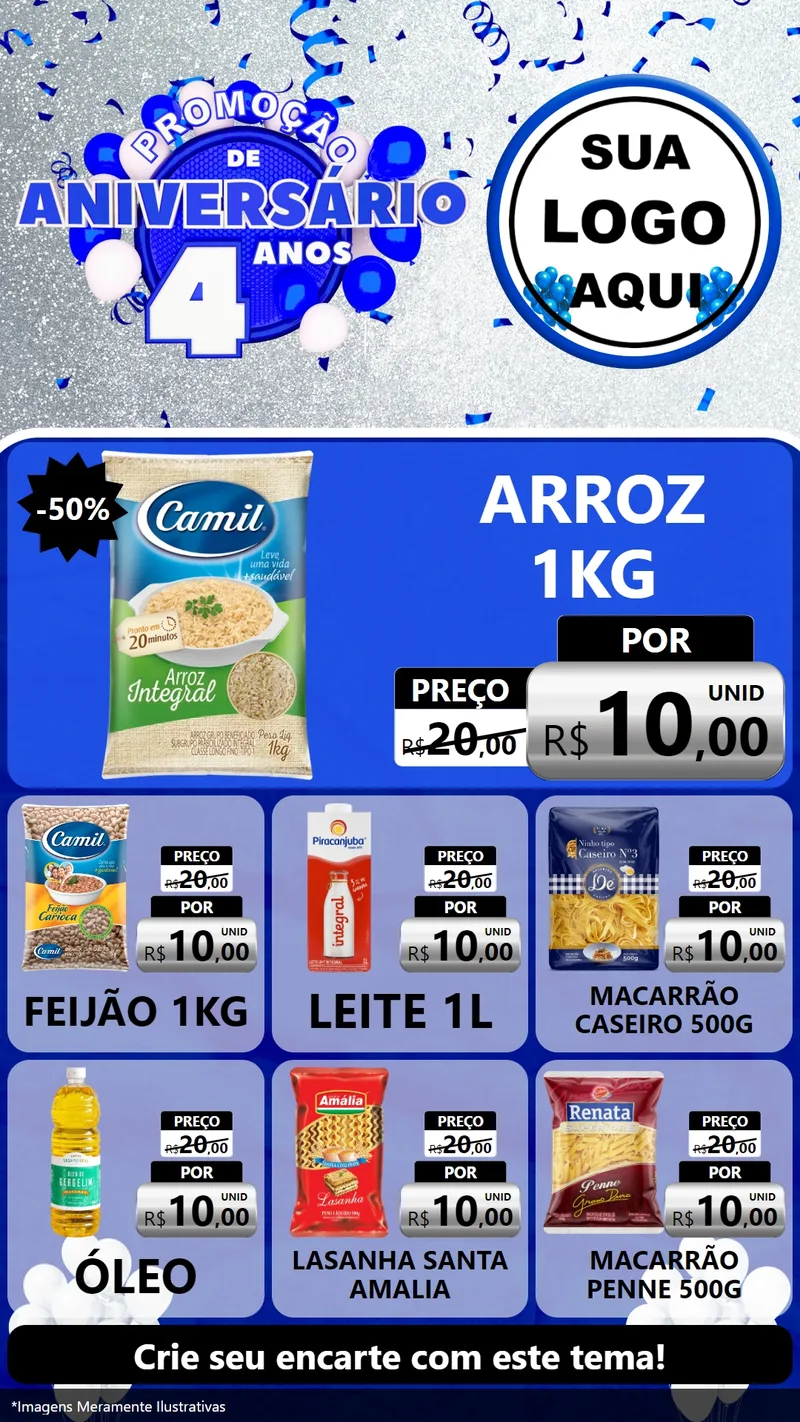 Modelo de Rede Social para Stories com o tema Promoção de Aniversário - 4 Anos para Supermercado