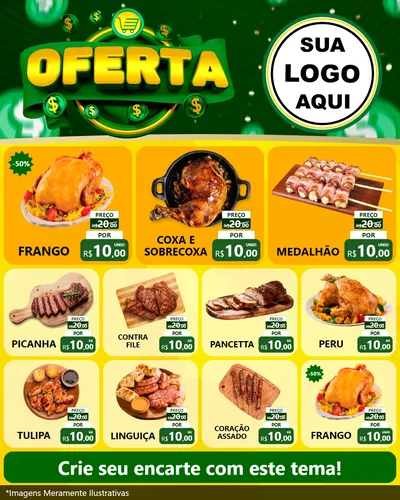 Modelo de Rede Social para Feed Instagram com o tema Oferta para Assados