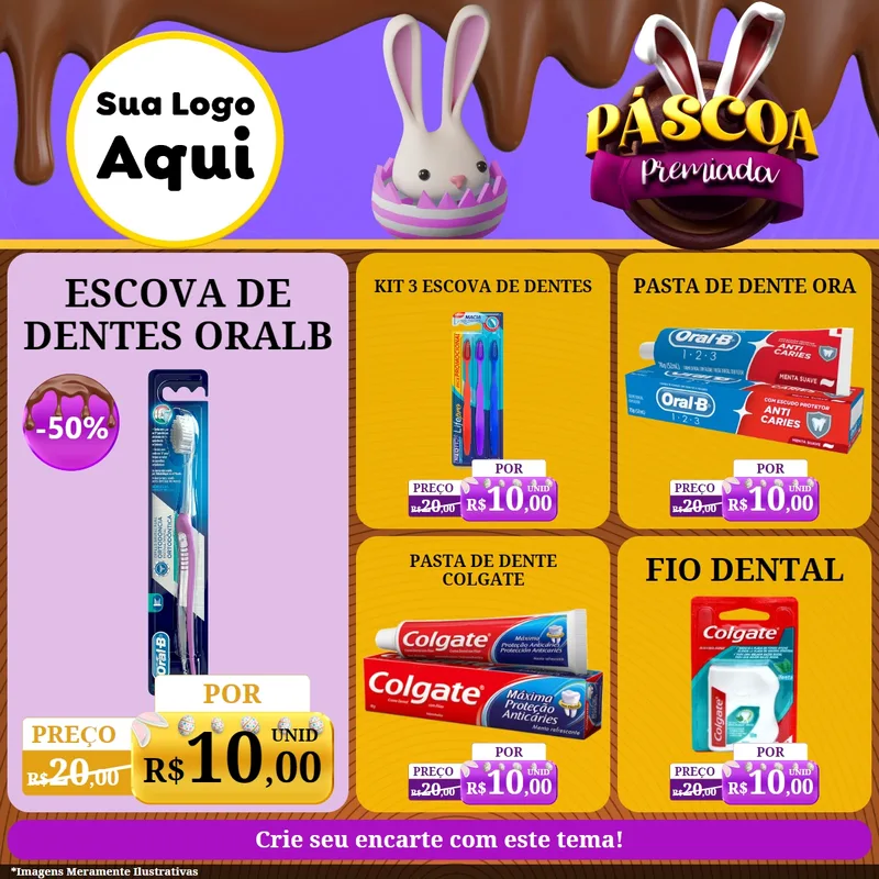 Modelo de Rede Social para Feed Facebook com o tema Páscoa Premiada para Higiene Pessoal