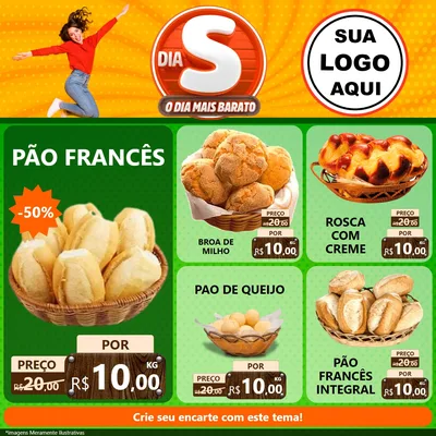 Modelo de Rede Social para Feed Facebook com o tema Dia S - O Dia Mais Barato para Padaria