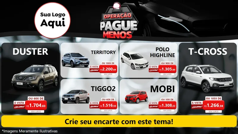Modelo de TV para TV Horizontal com o tema Operação Pague Menos - Automóveis para Concessionaria de Carros