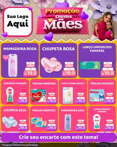 Modelo de Rede Social para Feed Instagram com o tema Promoção Dia das Mães para Bebês