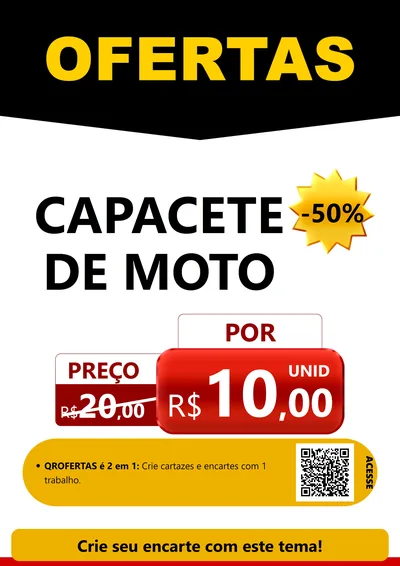 Modelo de Cartaz para Cartaz A4 Vertical com o tema Ofertas Preto e Vermelho Cartaz para Moto peças