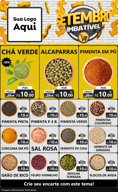 Modelo de Encarte para Encarte Grande com o tema Setembro Imbatível para Produtos Naturais