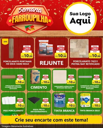 Modelo de Rede Social para Feed Instagram com o tema Semana Farroupilha para Pisos e revestimentos