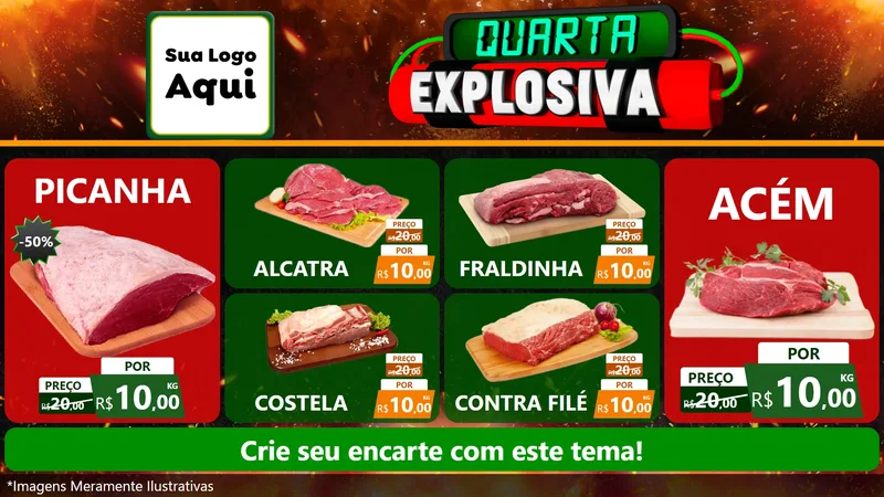 Modelo de TV para TV Horizontal com o tema Quarta Explosiva para Açougue