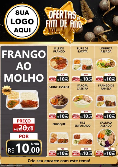 Modelo de Encarte para Encarte A4 Vertical com o tema Ofertas de Fim de Ano para Restaurante
