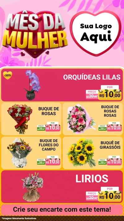 Modelo de TV para TV Vertical com o tema Mês da Mulher para Floricultura e jardim