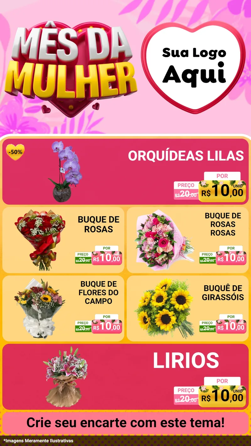 Modelo de TV para TV Vertical com o tema Mês da Mulher para Floricultura e jardim