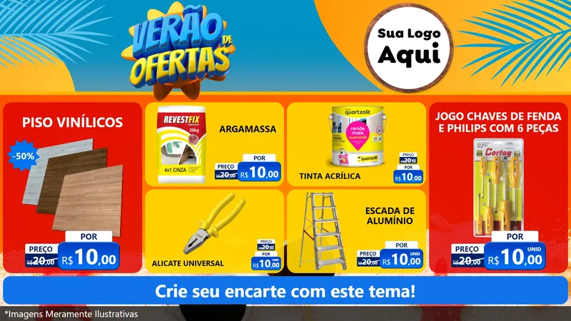 Modelo de TV para TV Horizontal com o tema Verão de Ofertas para Material para Construção