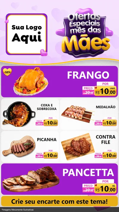 Modelo de TV para TV Vertical com o tema Ofertas Especiais - Mês das Mães para Assados