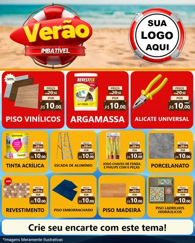 Modelo de Rede Social para Feed Instagram com o tema Verão Imbatível para Material para Construção