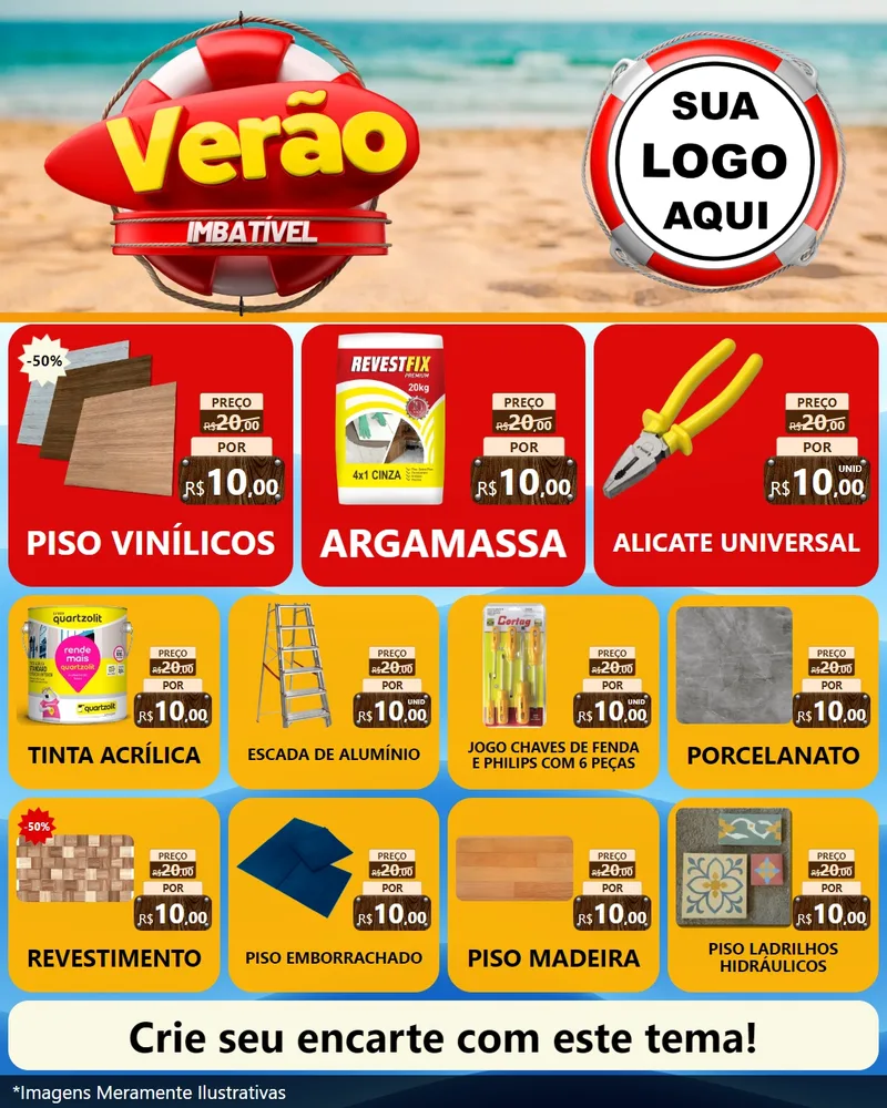 Modelo de Rede Social para Feed Instagram com o tema Verão Imbatível para Material para Construção