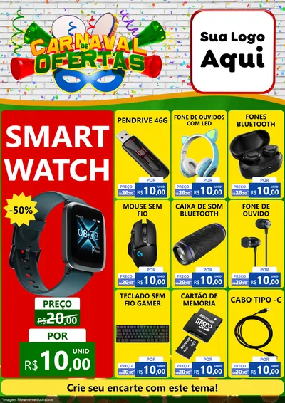 Modelo de Encarte para Encarte A4 Vertical com o tema Carnaval de Ofertas para Informática