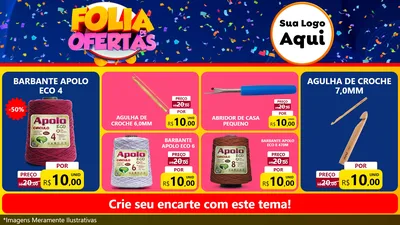 Modelo de TV para TV Horizontal com o tema Folia de Ofertas para Armarinho e Aviamentos