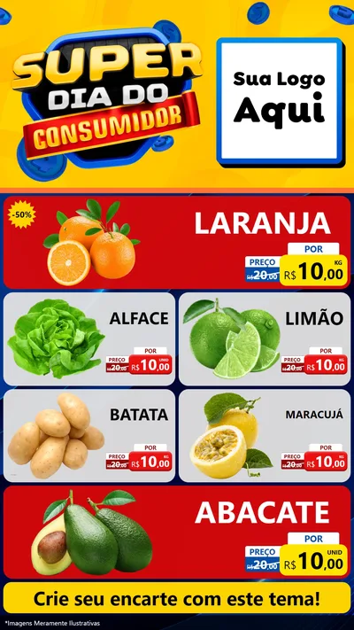 Modelo de TV para TV Vertical com o tema Super Dia do Consumidor para Hortifrúti