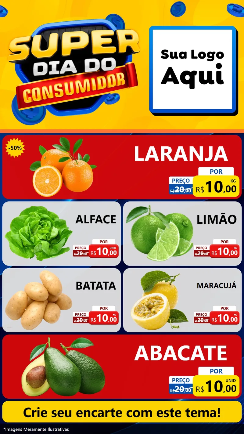 Modelo de TV para TV Vertical com o tema Super Dia do Consumidor para Hortifrúti